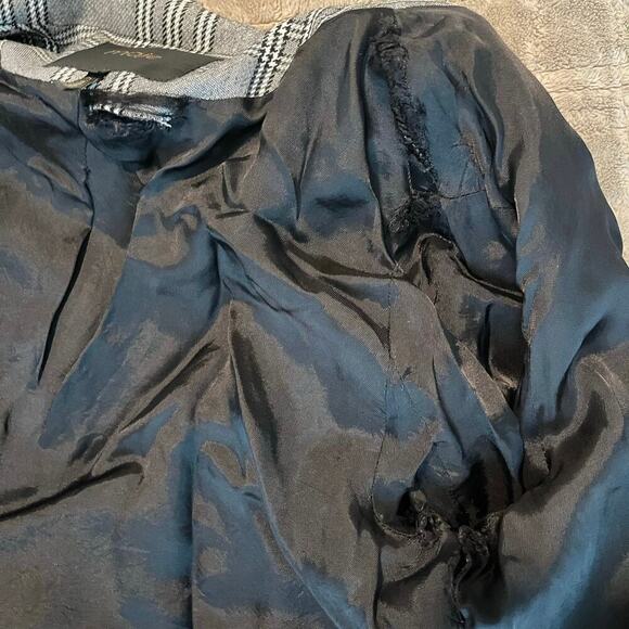 Maje Vaime Plaid Long Length Blazer Gray Black 38 EUR Medium Check Suit Jacket - Picture 10 of 11